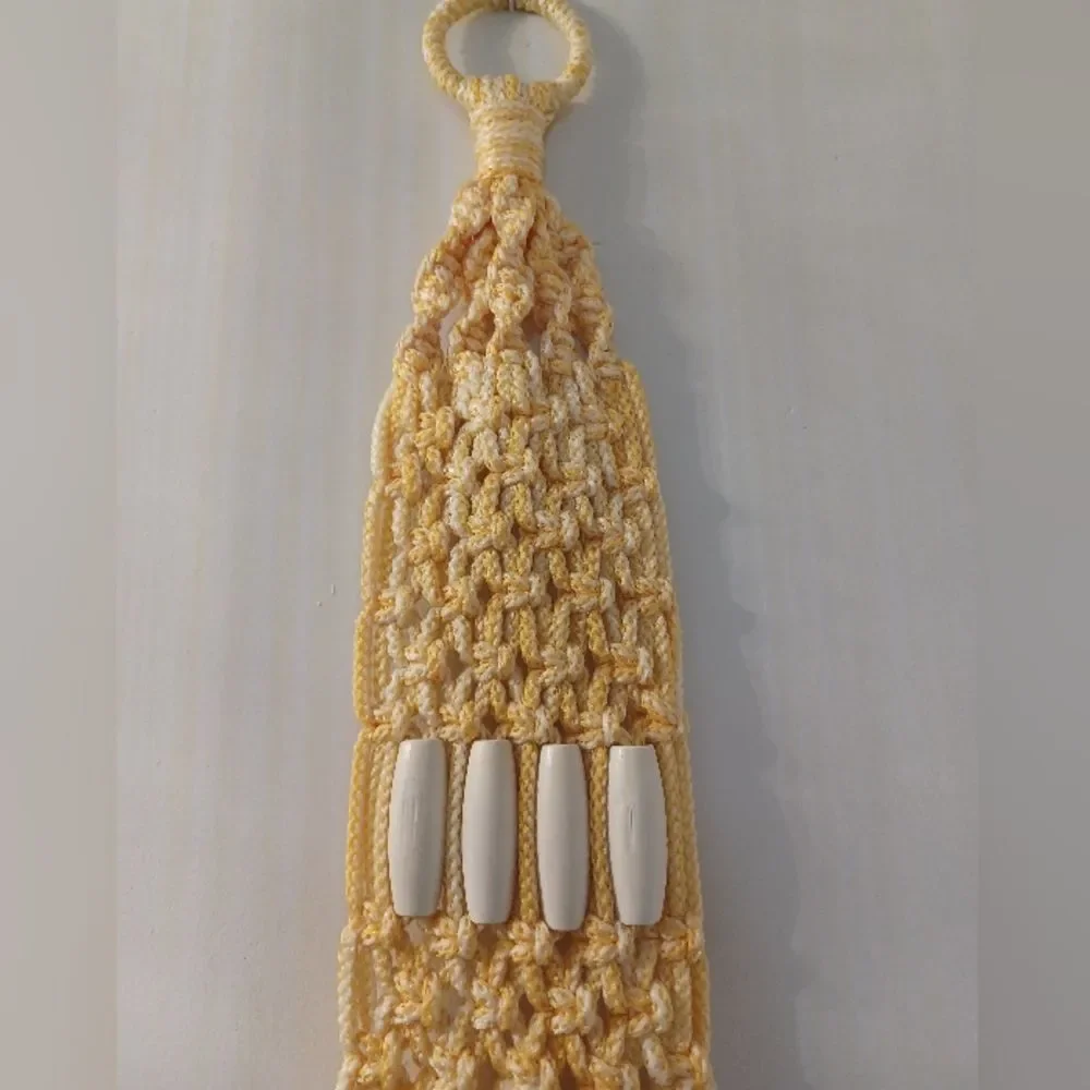 Vintage Macrame Wall Hanging Towel Holder